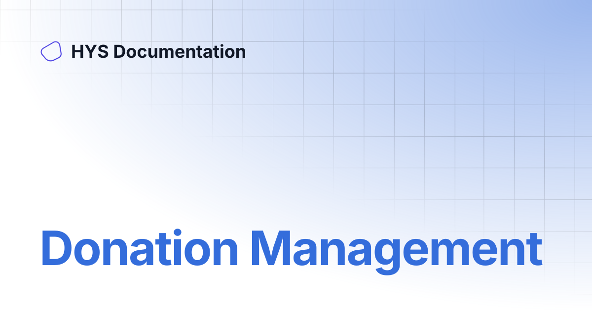 Donation Management | HYS Documentation